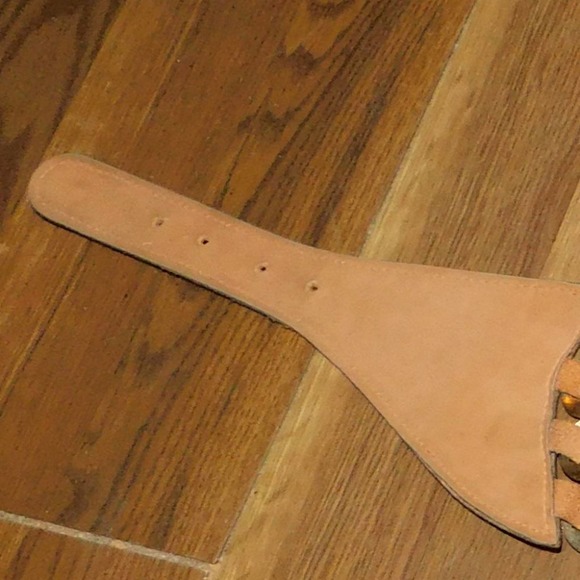 Dk Brown Leather Gold Conchos woven w/leather belt SM/MD - Picture 9 of 11